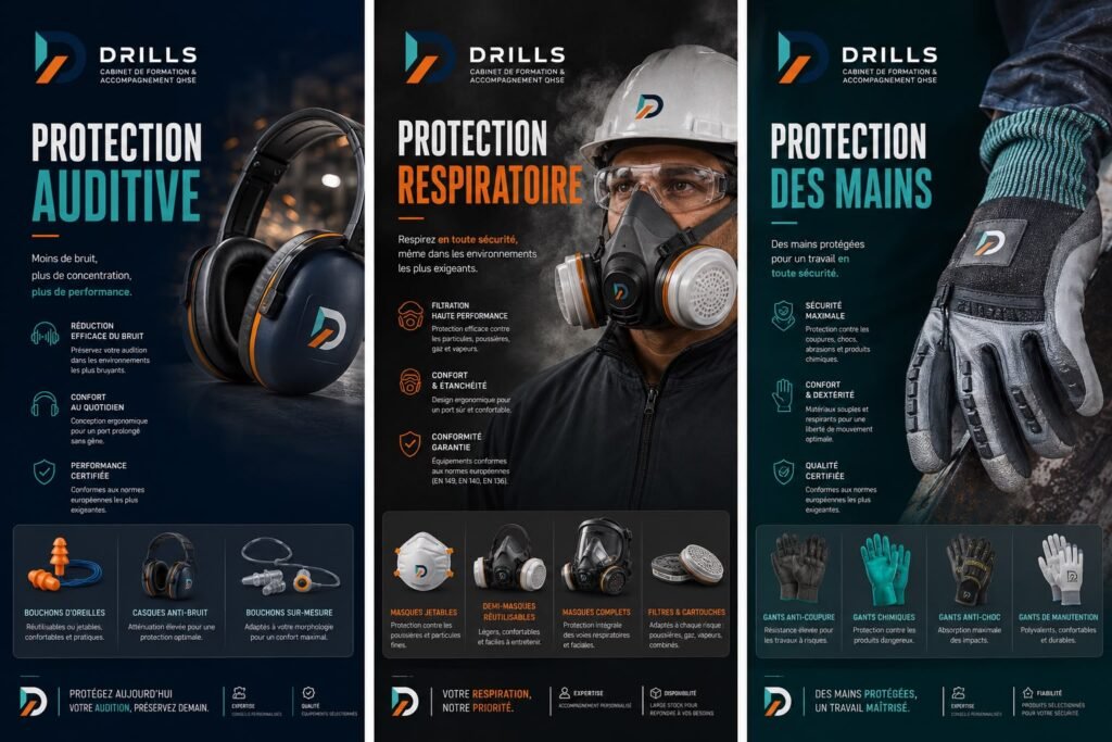 protection auditive-protection respratoire-protection des mains